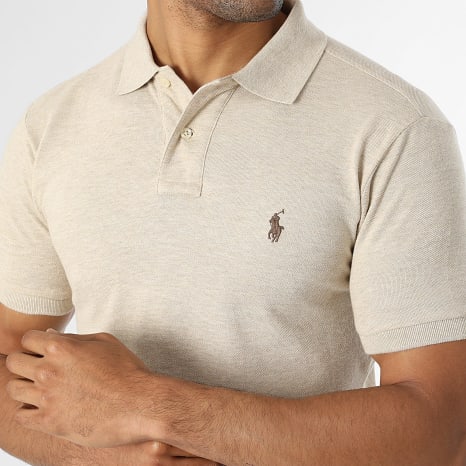 Polo Ralph Lauren - Polo Manches Courtes Slim Original Player Beige Chiné