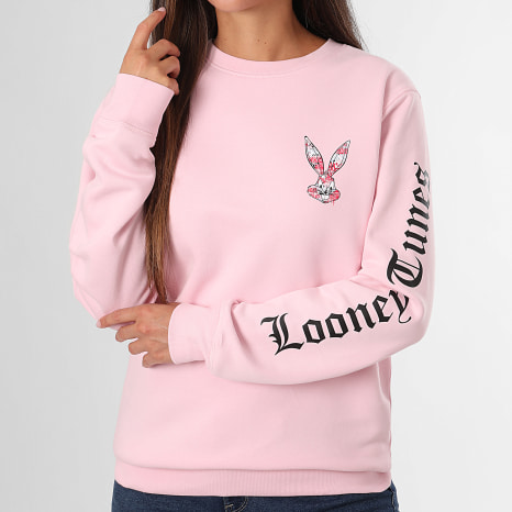 Séries TV et Films - Sweat Crewneck Femme Bugs Bunny Pink Minimal Rose