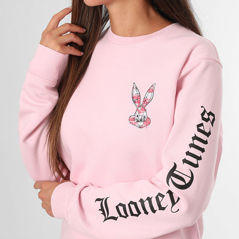 Séries TV et Films - Sweat Crewneck Femme Bugs Bunny Pink Minimal Rose