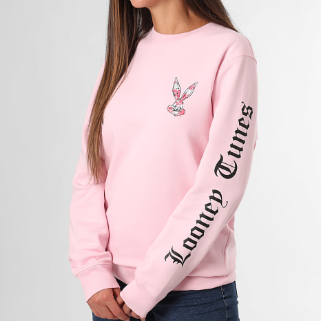 Séries TV et Films - Sweat Crewneck Femme Bugs Bunny Pink Minimal Rose