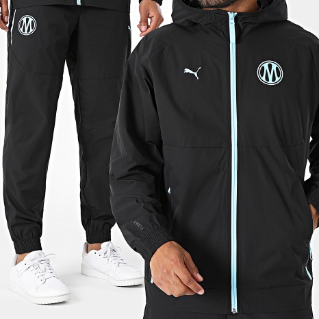 Puma - Ensemble Coupe-Vent Capuche Zippé Et Pantalon Jogging OM 786449 786450 Noir