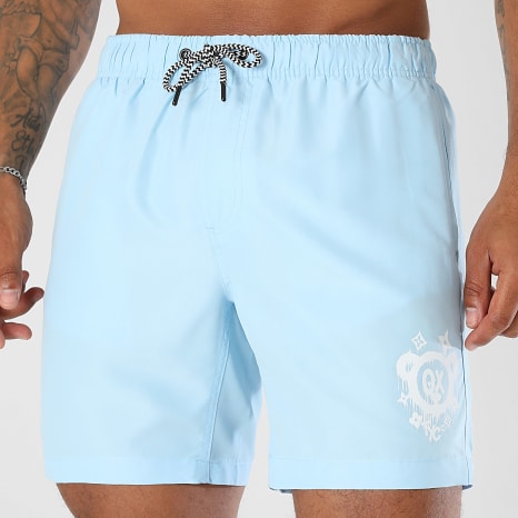 Teddy Yacht Club - Short De Bain Monogram Bleu Clair Blanc