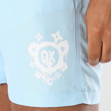 Teddy Yacht Club - Short De Bain Monogram Bleu Clair Blanc