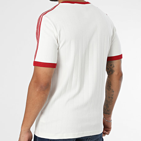 Adidas Originals - Tee Shirt A Bandes Drop Needle 3S KS7449 Blanc Rouge