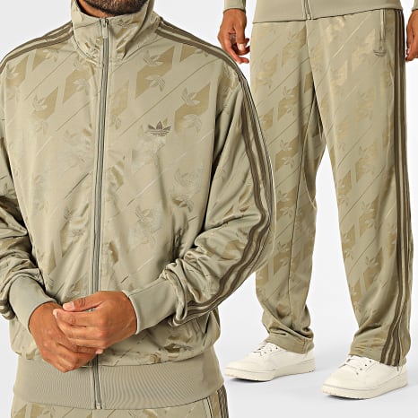 Adidas Originals - Ensemble De Survetement A Bandes Monogram Firebird IA4537 IA4541 Vert Kaki