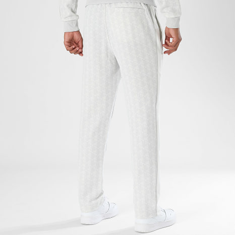 Lacoste - Pantalon Jogging A Bandes Logo Brodé Crocodile The Blend Beige Clair Gris