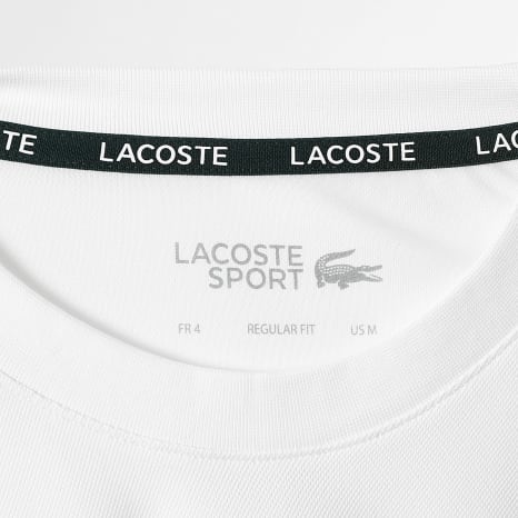 Lacoste - Tee Shirt Regular Fit Logo Crocodile Blanc Vert Foncé Fuchsia