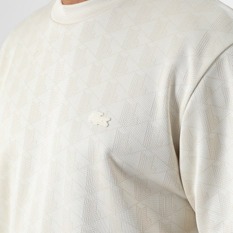 Lacoste - Tee Shirt The Blend Logo Brodé Crocodile Ton Sur Ton Beige