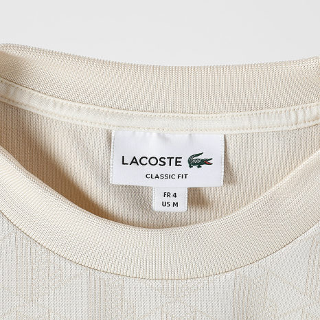 Lacoste - Tee Shirt The Blend Logo Brodé Crocodile Ton Sur Ton Beige