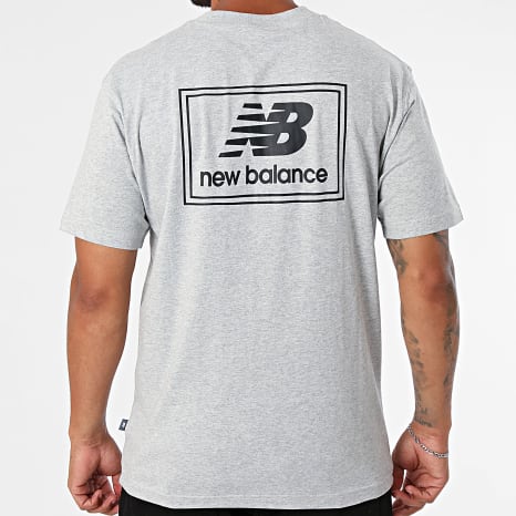 New Balance - Tee Shirt Woven Label MT53928 Gris Chiné