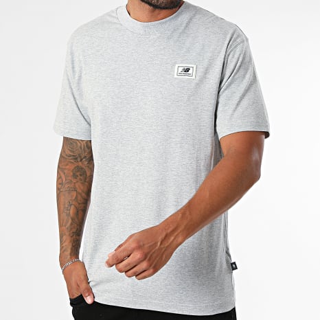 New Balance - Tee Shirt Woven Label MT53928 Gris Chiné