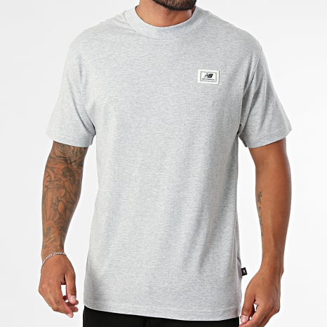 New Balance - Tee Shirt Woven Label MT53928 Gris Chiné