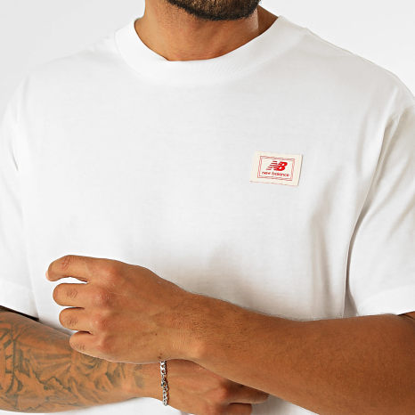 New Balance - Tee Shirt Woven Label MT53928 Blanc