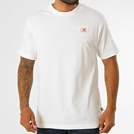 New Balance - Tee Shirt Woven Label MT53928 Blanc