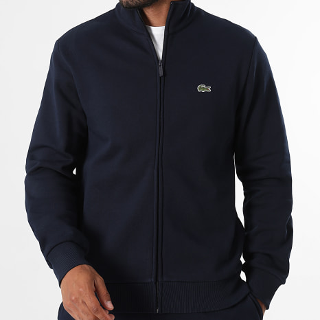Lacoste - Sweat Zippé Regular Fit Logo Brodé Crocodile Bleu Marine