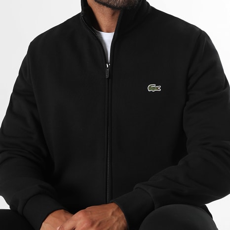 Lacoste - Sweat Zippé Regular Fit Logo Brodé Crocodile Noir