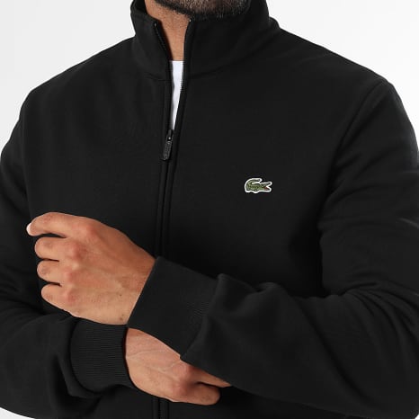 Lacoste - Sweat Zippé Regular Fit Logo Brodé Crocodile Noir