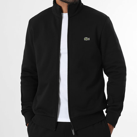 Lacoste - Sweat Zippé Regular Fit Logo Brodé Crocodile Noir