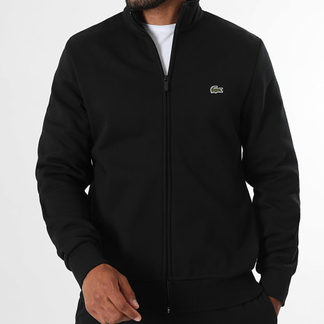 Lacoste - Sweat Zippé Regular Fit Logo Brodé Crocodile Noir