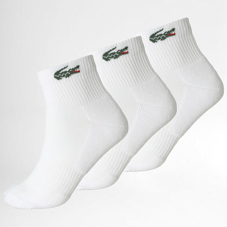 Lacoste - Lot De 3 Paires De Chaussettes Logo Crocodile Blanc