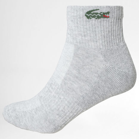 Lacoste - Lot De 3 Paires De Chaussettes Logo Crocodile Blanc Gris Chiné Noir