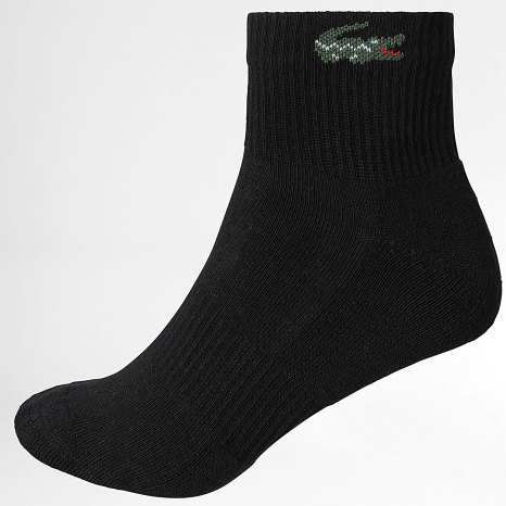 Lacoste - Lot De 3 Paires De Chaussettes Logo Crocodile Blanc Gris Chiné Noir