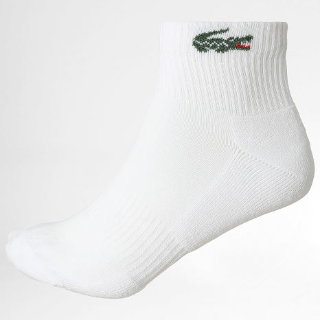 Lacoste - Lot De 3 Paires De Chaussettes Logo Crocodile Blanc Gris Chiné Noir