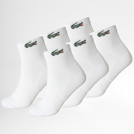 Lacoste - Lot De 6 Paires De Chaussettes Logo Crocodile Blanc