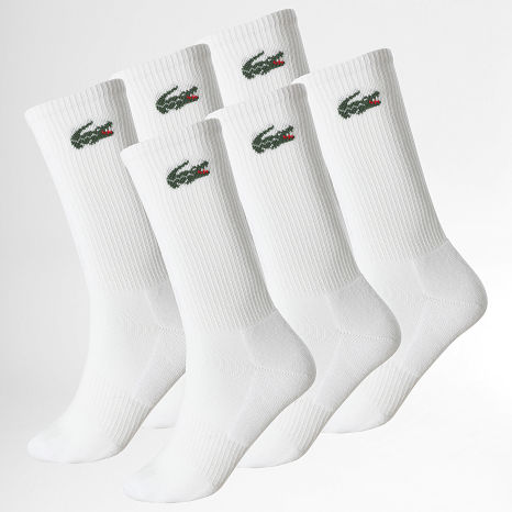 Lacoste - Lot De 6 Paires De Chaussettes Logo Crocodile Blanc