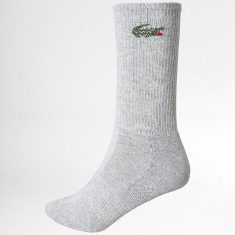 Lacoste - Lot De 6 Paires De Chaussettes Logo Crocodile Blanc Gris Chiné Noir