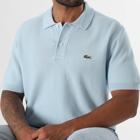 Lacoste - Polo Manches Courtes Maille Logo Brodé Crocodile Bleu Clair