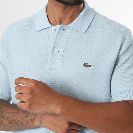 Lacoste - Polo Manches Courtes Maille Logo Brodé Crocodile Bleu Clair