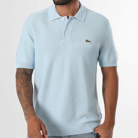 Lacoste - Polo Manches Courtes Maille Logo Brodé Crocodile Bleu Clair