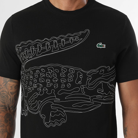 Lacoste - Tee Shirt Regular Fit Big Logo Crocodile Noir