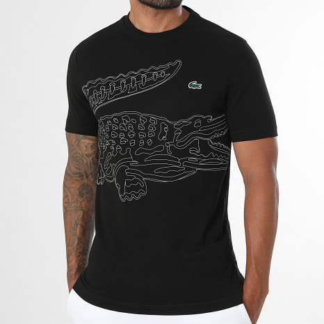 Lacoste - Tee Shirt Regular Fit Big Logo Crocodile Noir