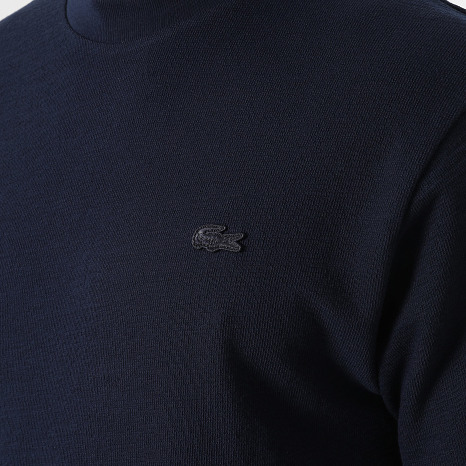 Lacoste - Tee Shirt Classic Fit Logo Brodé Crocodile Ton Sur Ton Bleu Marine