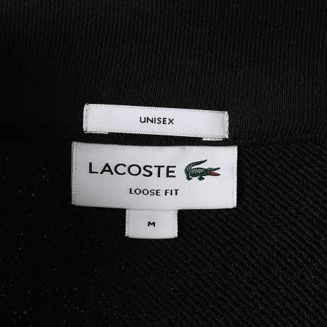 Lacoste - Sweat Col Zippé Loose Fit Logo Brodé Crocodile Ton Sur Ton Noir