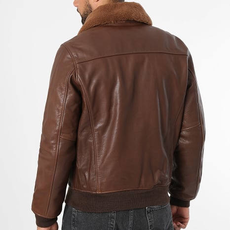 Schott NYC - Blouson Col Fourrure Aviation 24 Marron