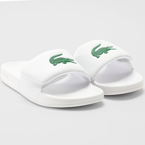 Lacoste - Claquettes Serve Slide White Dark Green