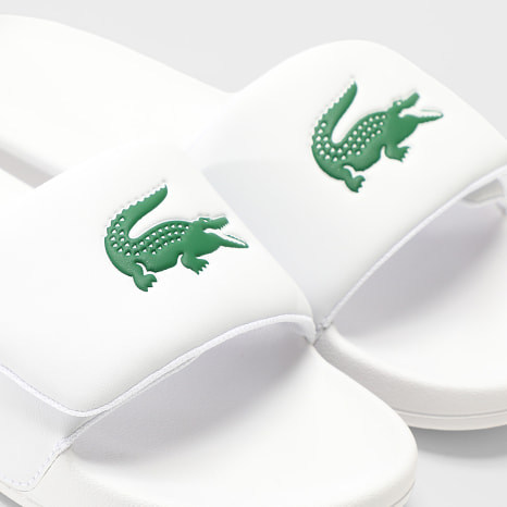 Lacoste - Claquettes Serve Slide White Dark Green