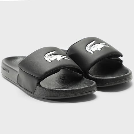 Lacoste - Claquettes Serve Slide Black White