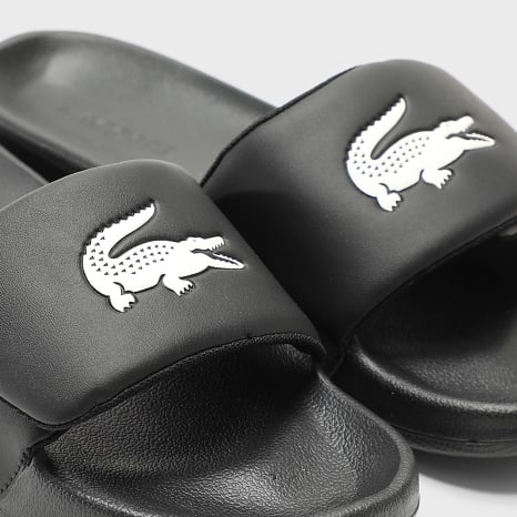 Lacoste - Claquettes Serve Slide Black White