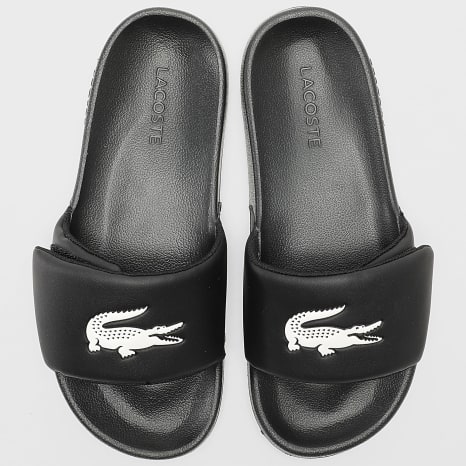 Lacoste - Claquettes Serve Slide Black White