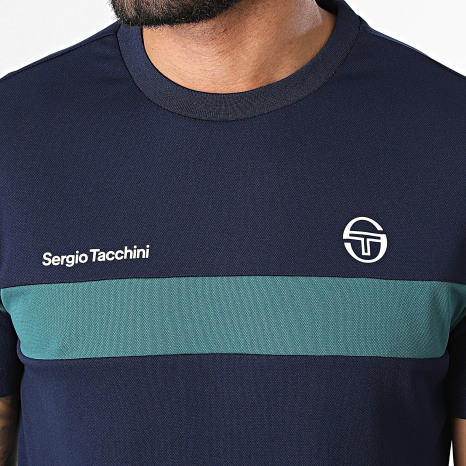 Sergio Tacchini - Tee Shirt Leone 41237 Bleu Marine Vert Foncé