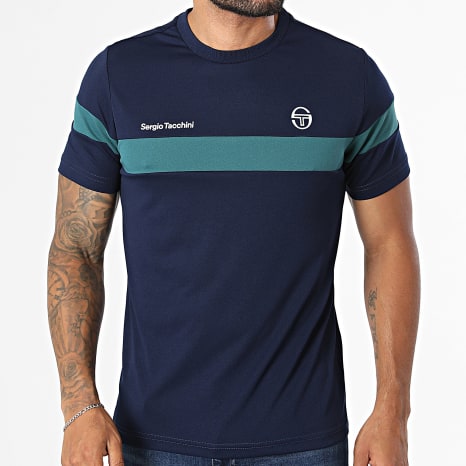 Sergio Tacchini - Tee Shirt Leone 41237 Bleu Marine Vert Foncé