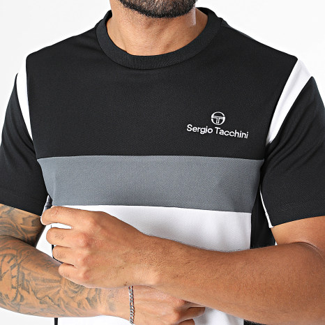 Sergio Tacchini - Tee Shirt Musa 41728 Noir Gris Foncé Blanc