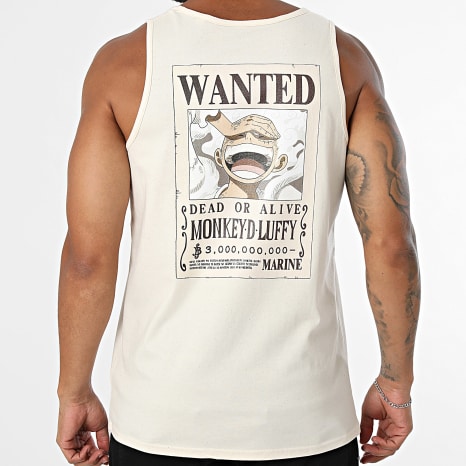 Séries TV et Films - Débardeur Wanted Luffy Beige Chiné