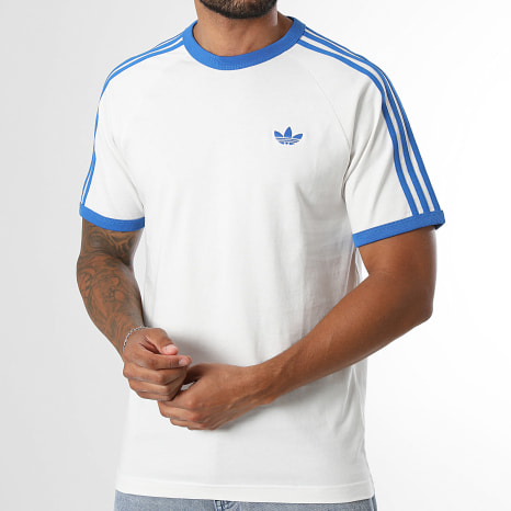 Adidas Originals - Camiseta A Rayas 3 Stripes KZ1212 Blanco Azul Rey