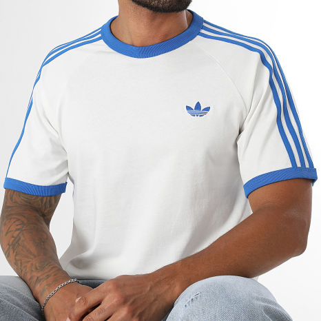 Adidas Originals - Camiseta A Rayas 3 Stripes KZ1212 Blanco Azul Rey