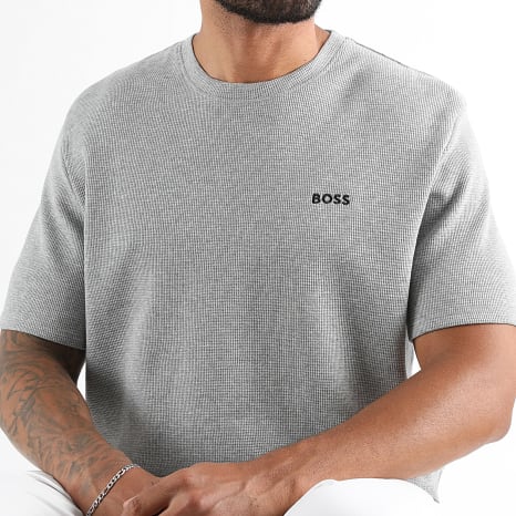 BOSS - Tee Shirt Waffle 50535891 Gris Chiné